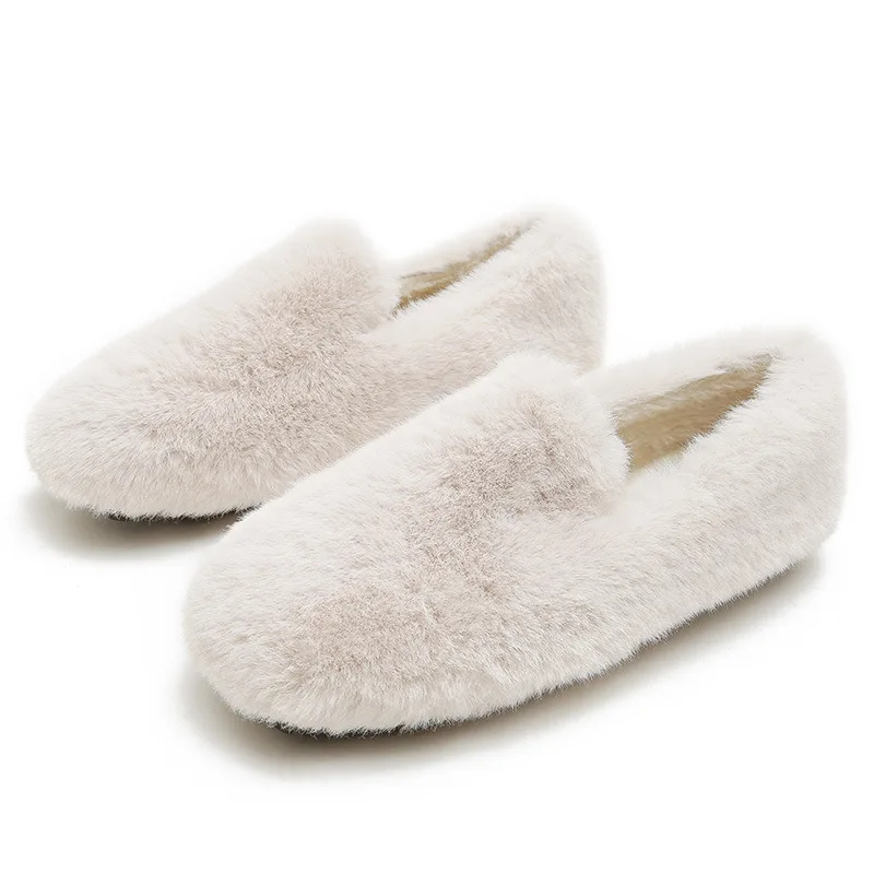 Chic Mink fur loafers female winter cotton shoes women solid comfy shearling moccasins warm plush flats woman plus size 34-43 6