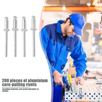 

200pcs/set Aluminium Blind Rivets Nail Pop Rivets for Furniture Assortment Kit for Home Decoration Automobile Maintenance
