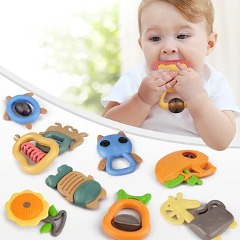 

Baby Toys Boiled Teether Sleeping Appease Rattles 0-3 Years Early Education Puzzle Rattle Set Gifts Parent-Child Interaction