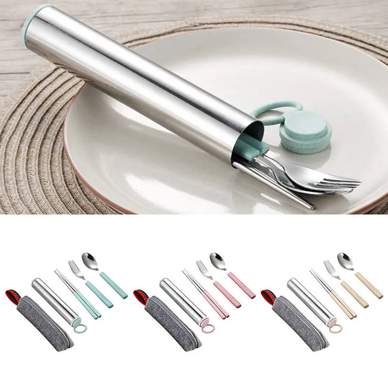 Best Selling Four-Color 5 Pcs / Set Of Stainless Steel Fork+Packaging Western Tableware Kitchen Cutlery Set