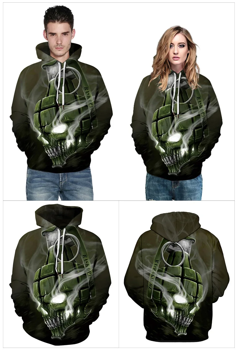

Halloween Shantou Digital Printing Hooded Loose Sweatshirts S-3XL Autumn Winter Long Sleeve Pocket Pullover Hoodie Couple Suit