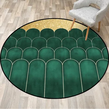 

Modern Simple Golden Desert Green Cactus Living Room Bedroom Hanging Basket Chair Non-slip Round Mat Carpet
