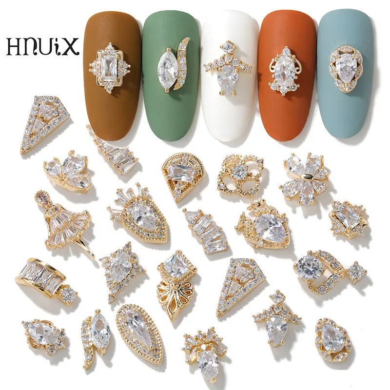 

HNIUX 2 Pieces 3D Metal Zircon Nail Art Jewelry Luxury Pearl Pendant Decoration Top Crystal Manicure Diamond Amulet