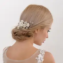 TRiXY H05-G жемчуг свадебные аксессуары для волос Кристальные жемчужины гребни для волос Свадебные Заколки Аксессуары золотое Ювелирное Украшение для волос