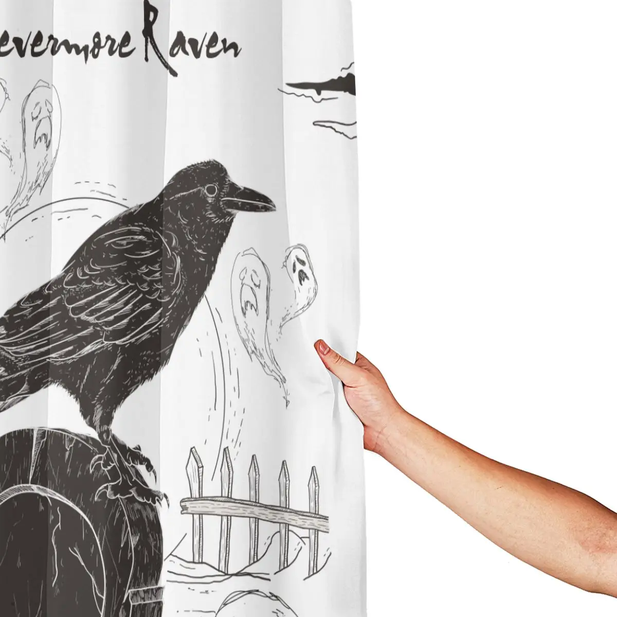 Очаровательные домашние Nevermore Ворон черная птица зловещие аксессуары для хеллоуина пластиковые занавески для душа 66x72 в индивидуальные для ванны водонепроницаемый из полиэстера