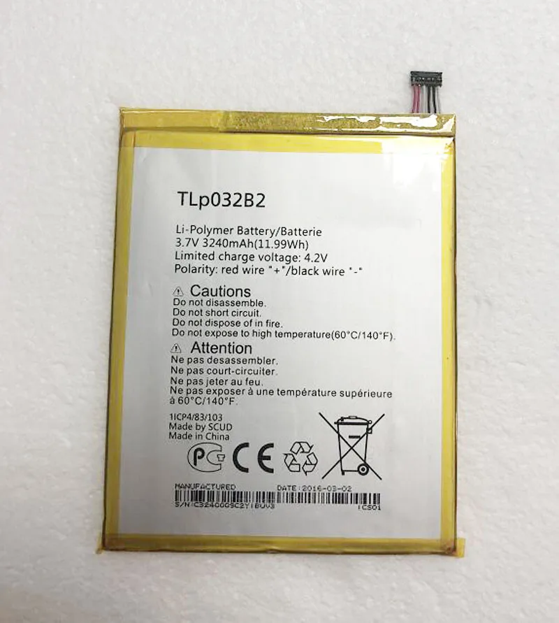 Аккумулятор подходит для Alcatel TCL Mobile с аккумулятором модели TLp032B2 One Touch POP 7/ PIXi8 /P310A |