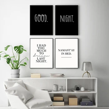 

Good Night Canvas Print Painting Minimalist Picture Scandinavian Namast'ay In Bed Quote Poster Nordic Style Bedroom Decoration