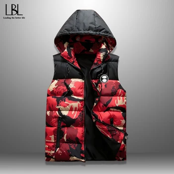 

Men's Vest Autumn Winter 2020 Mens Sleeveless Jacket Warm Waistcoat Men Women Hooded Outwear Hat Detachable Men Vest Camouflage