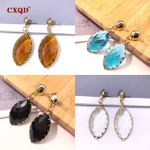 CXQD Personality Dangle Drop Earrings For Women Girls Alloy Gold Glass Drop Earrings Brincos Fashion Crystal Jewelry Party Gift CXQD Personality Dangle Drop Earrings For Women Girls Alloy Gold Glass Drop Earrings Brincos Fashion Crystal Jewelry Party Gift