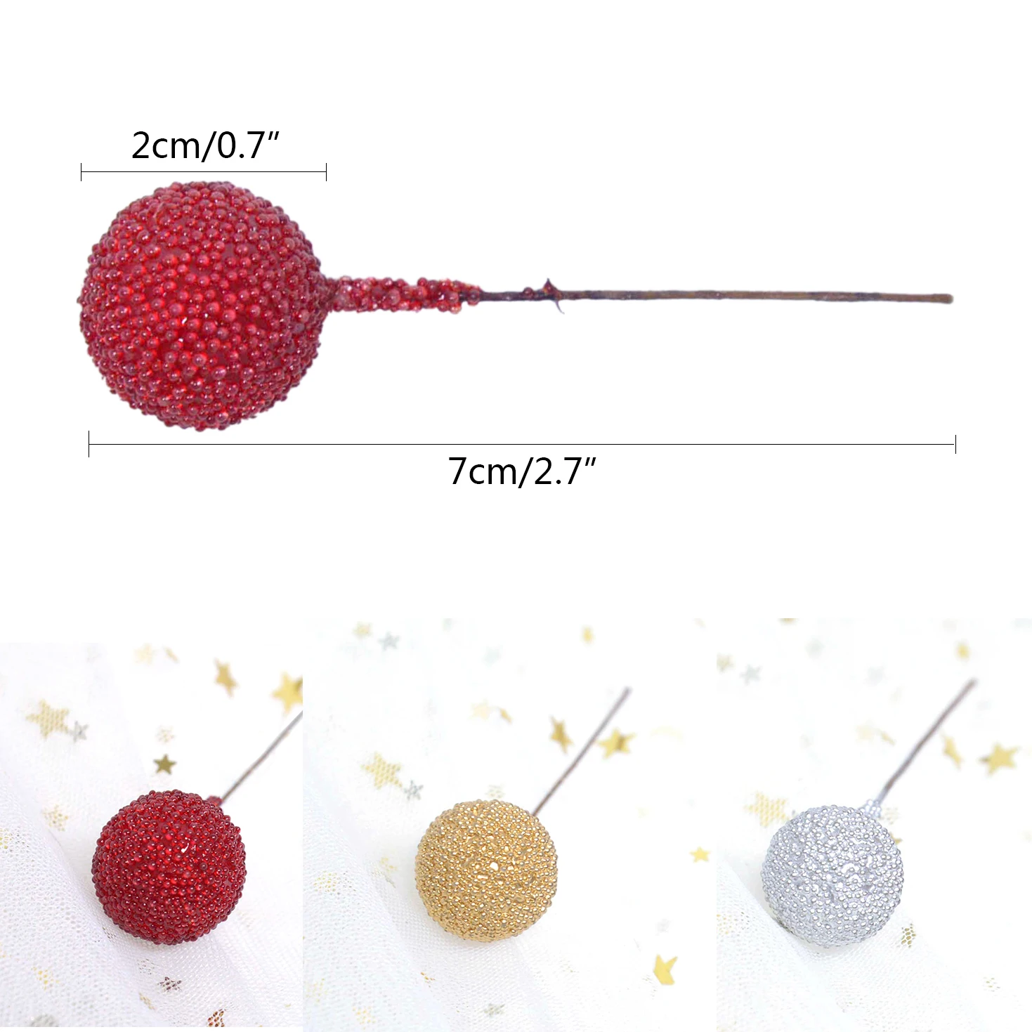 20pcs Mini Fake Fruit Artificial Glass Berries Gold/sliver/red Cherry Christmas Pearl Berries For Wedding Christmas DIY Decor 20pcs Mini Fake Fruit Artificial Glass Berries Gold/sliver/red Cherry Christmas Pearl Berries For Wedding Christmas DIY Decor