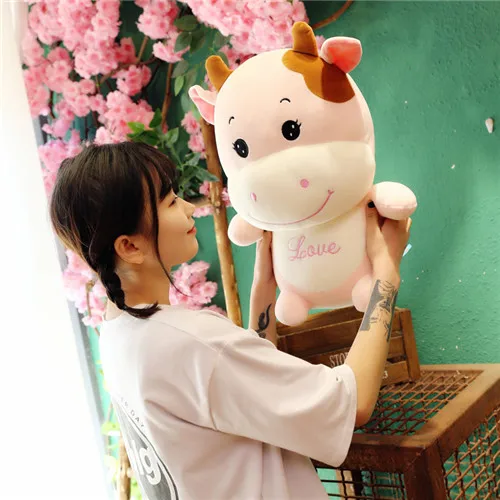 Fancytrader 24'' Lovely Plush Soft Stuffed Giant Animal Milk Cow Toy Big Plush Cow Doll Nice Gift For Kids 60cm 2 Colors (7)