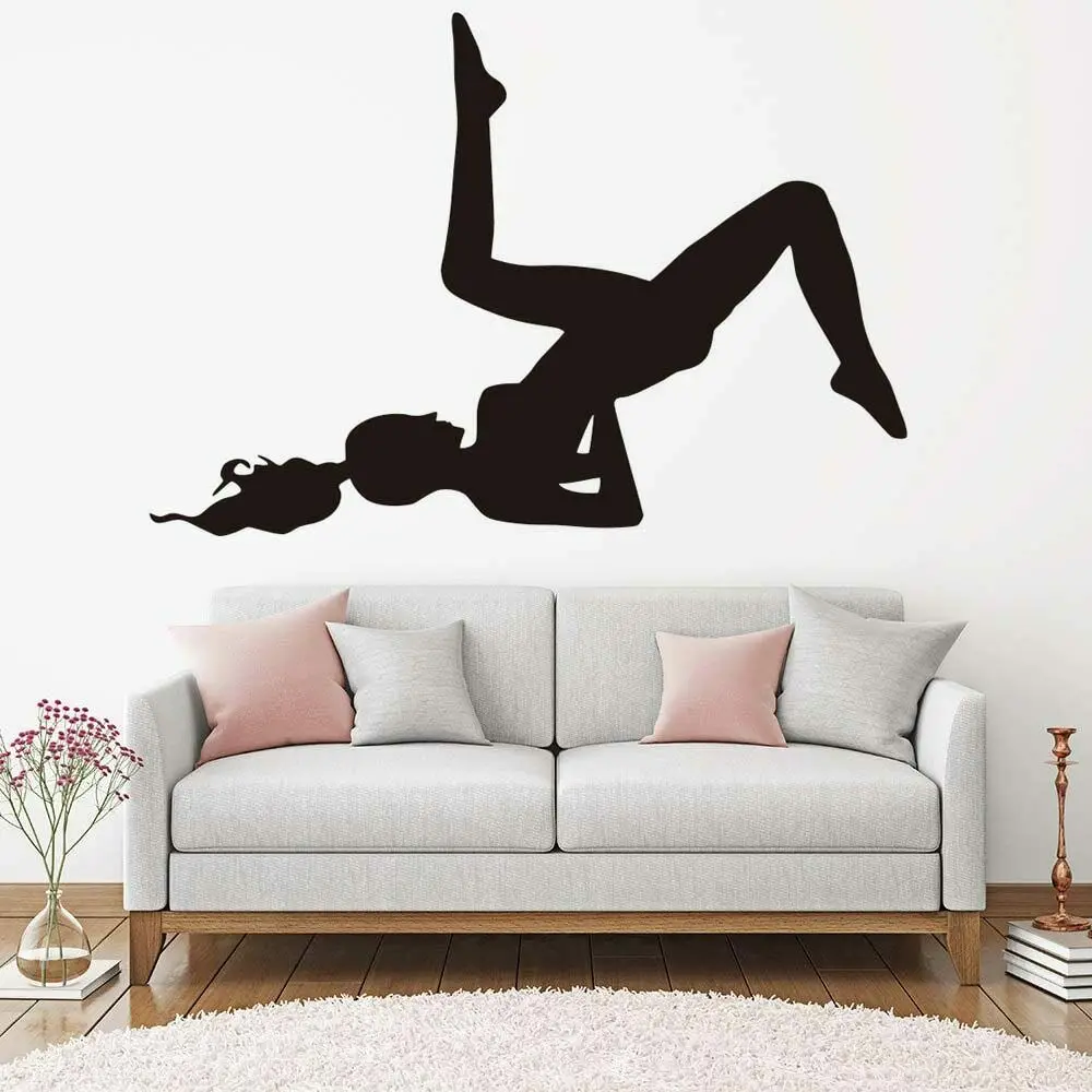 

Наклейки на стену с силуэтами в виде позы йоги, виниловые наклейки на стену для гостиной, девушек, спальни, декоративные аксессуары, искусство W291