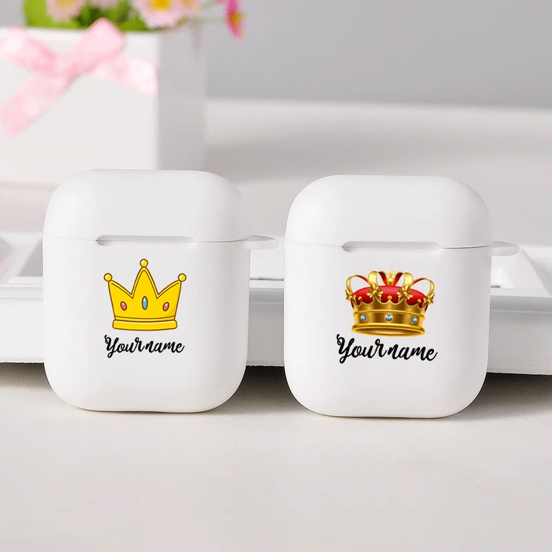 Чехлы для наушников Airpods 2 1 милые золотистые Защитные Мягкие с короной пар