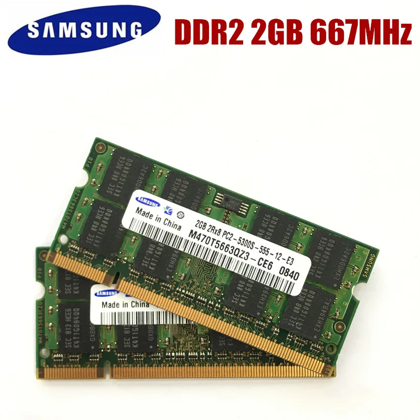 SAMSUNG (2pcsX2GB)4GB 667 MHz SODIMM DDR2 portátil de memoria 4G 667 MHZ portátil para SODIMM RAM 2x de doble canal