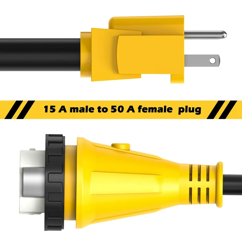 15 Ампер до 50 Ампер Rv шнур питания переходник Dogbone сверхмощный Электрический адаптер питания с поворотным замком, светодиодный индикатор, 15 м/50
