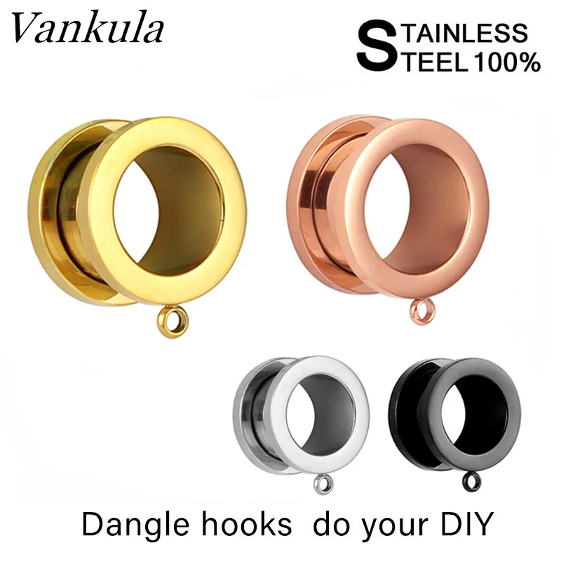

Vankula 2PCS 316L Stainless Steel Ear Plugs Body Piercing Screw Tunnels Stretchers Fashion Jewelry Earrings Expander For Gift