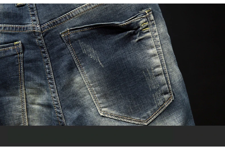 EVES рваные джинсы мужские ретро Хлопок Эластичность тонкая молодежная мода уличная индивидуальность удобные мужские брюки из денима