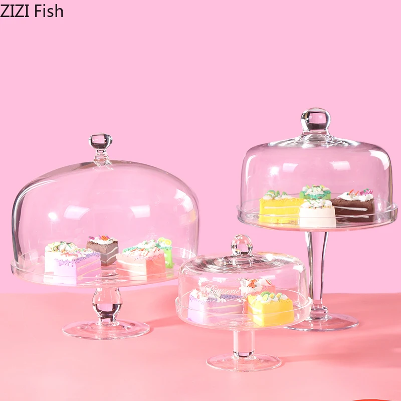 Transparent Glass Wedding Cake Cover Dust-proof Dessert Fruit Display Tray European Style Household Decorating Tool | Дом и сад