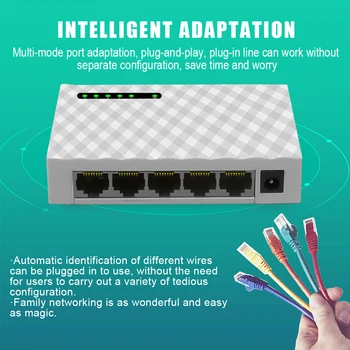 

Plastic Accessories Office Mini Home Monitoring 5 Ports Desktop Network Switch Dormitory Base Gigabit Adapter Hub LAN