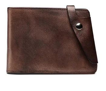 

Trendy Personality Folding Cowhide Wallet Men Leisure Genuine Leather Wallets Card Holder Short Retro Coin Purse Carteira DF259