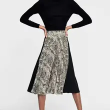 Осенне-зимняя модная плиссированная юбка со змеиным принтом