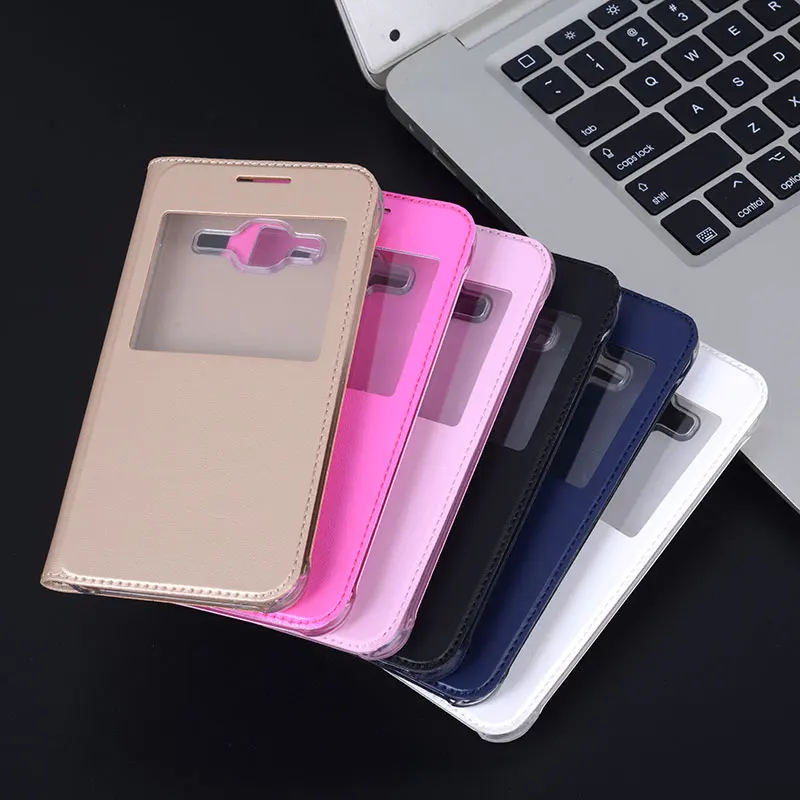 Flip Cover Leather Phone Case For Samsung Galaxy J1 J120 J2 Prime J7 J710 J5 J3 2015 2016 2017 2018 Pro Transparen Window Funda kawaii phone cases samsung