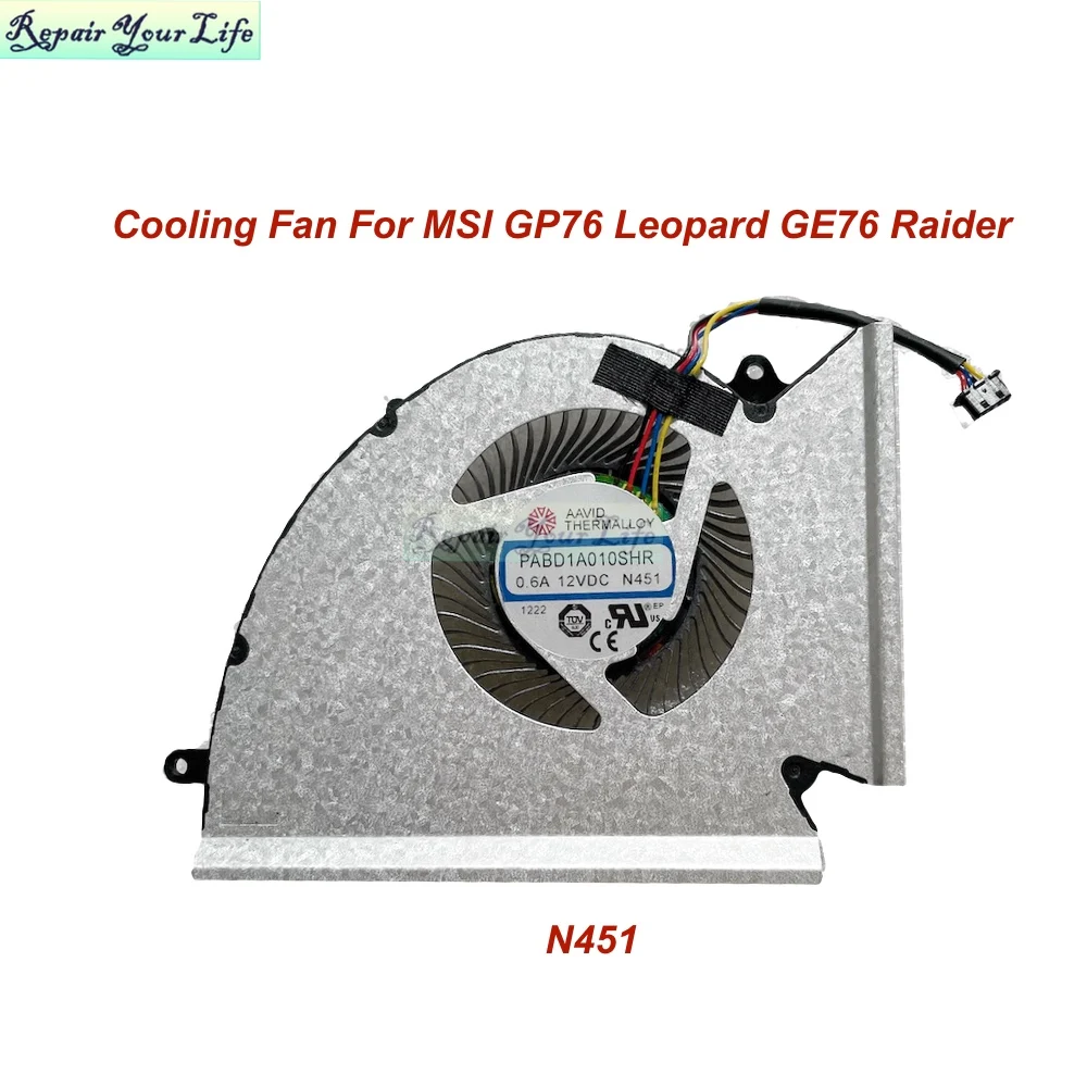 Laptop CPU GPU Cooling Fan For MSI GP76 Leopard GE76 Raider Notebook PC Fans Cooler Radiator PABD1A010SHR N451 PABD1A010SHL N452
