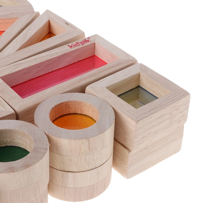 Радужные акриловые деревянные строительные блоки детские развивающие игрушки Монтессори детские игрушки 72XC