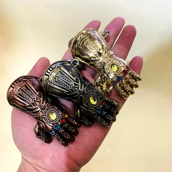 

[Funny] 30pcs/lot Infinity War Infinity Gauntlet Gem Thanos Gloves figure metal model bag key chain pendant toy