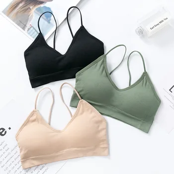 

seamless wireless push up ladies soft comfort sport fitness Thin cup sexy fashion The back black bra