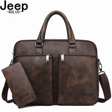 JEEP BULUO Large Capacity Leather Casual Shoulder Bag For Men Brand Man Briefcase  Laptop Business Bags Handbags High-end New