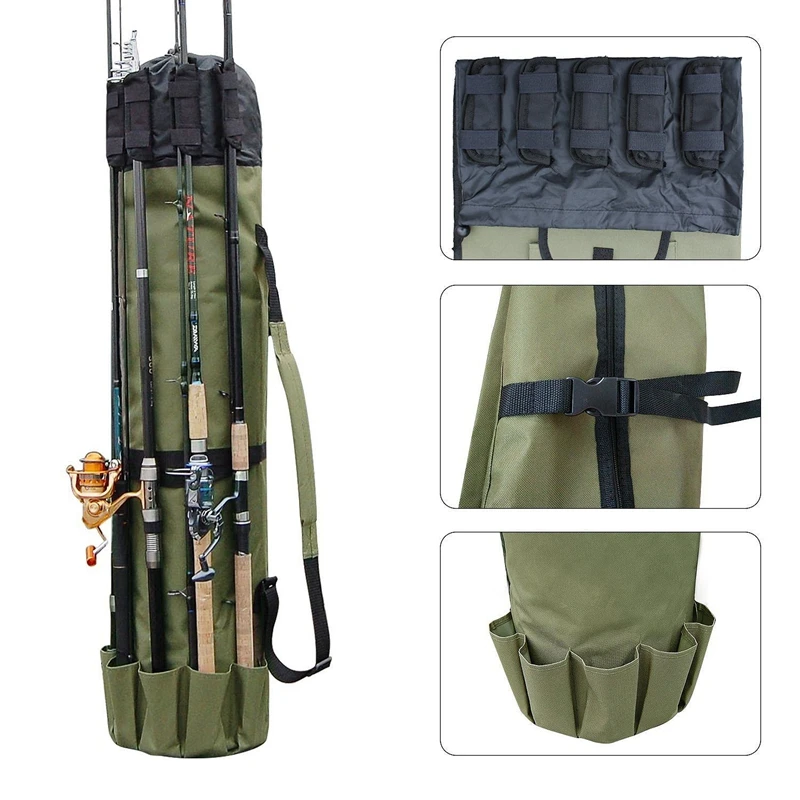  Fishing Bags Portable Multifunction Nylon Fishing Rod Storage Case Canvas Reel Organizer Travel Car