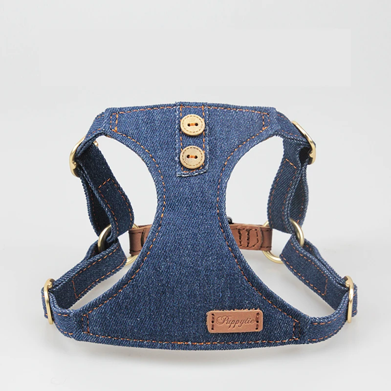 

Fashion Denim Dog Vest Harness Puppy Harness Adjustable Soft Padded Pet Vest No Pull for Small Medium Dogs Walking Corgi
