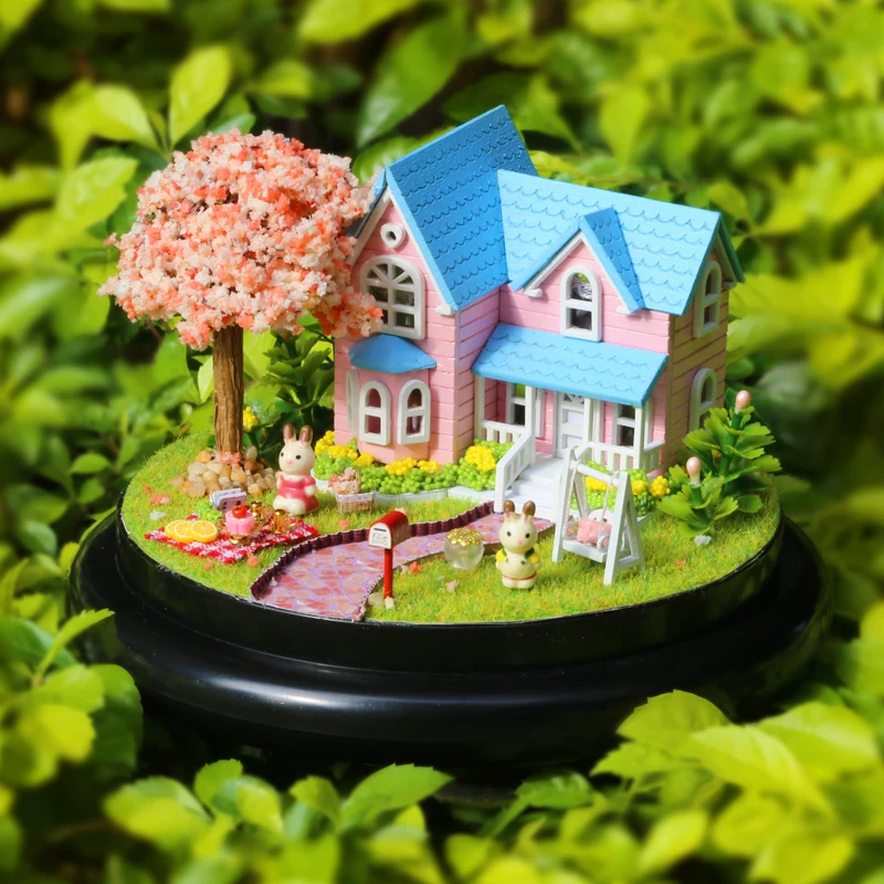 DIY Кукольный дом мебель миниатюрный кукольный дом пылезащитный чехол миниатюры для кукольного домика деревянный дом для кукол игрушки для детей