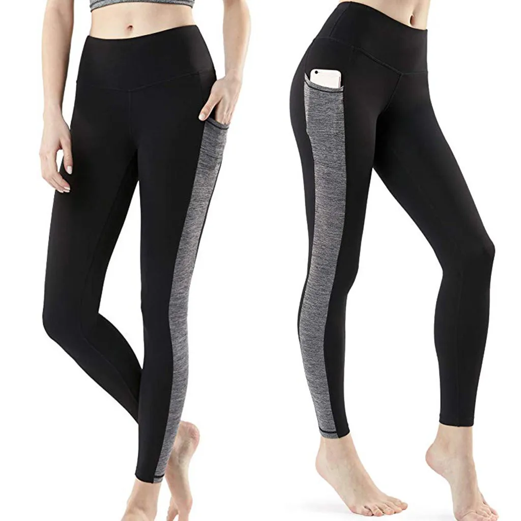 Женские леггинсы для фитнеса спортивная одежда обтягивающие брюки-карандаш с эффектом пуш-ап однотонные лоскутные леггинсы с карманами Mujer d