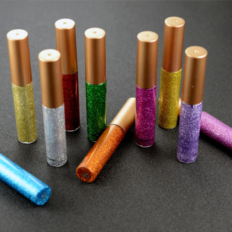 Glitter Liquid Eyeliner 10 Colors Waterproof Long Lasting Shiny Metallic Smoky Eyeshadow Eye Liner Shadow Makeup Cosmetics