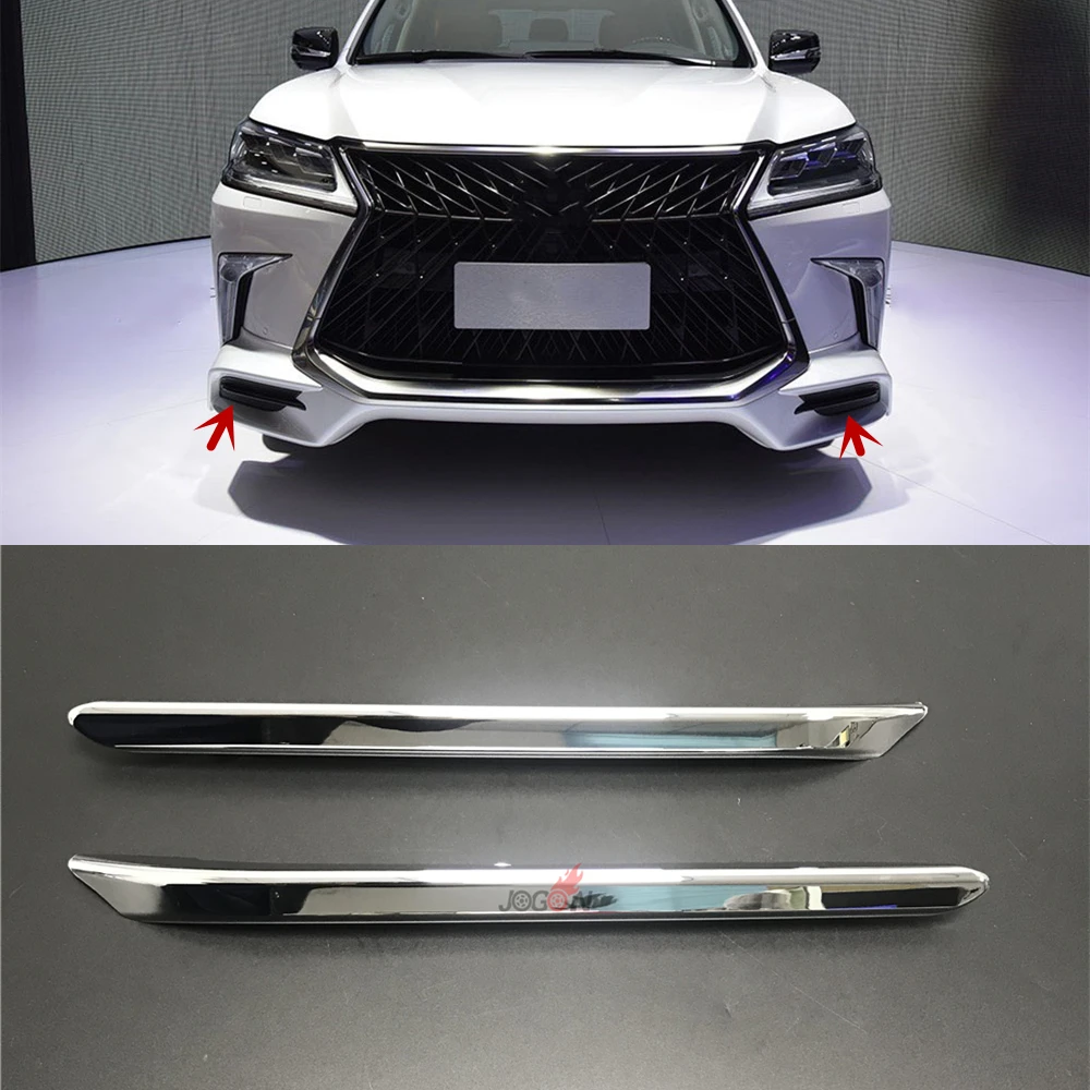 Car Front Bumper Side Vent Splitter Lip Trim For Lexus LX570 2017- 2019 ABS Chrome 2pcs