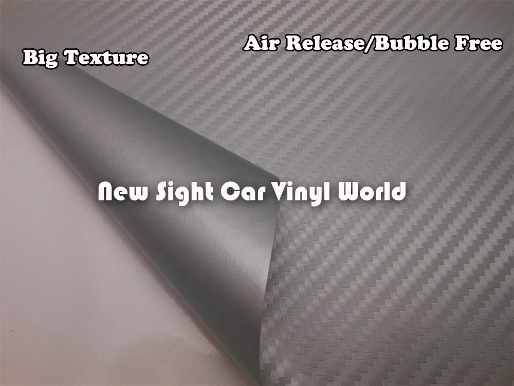 Большая текстура серебра 3D углеродного волокна виниловая наклейка для автомобиля стикер s