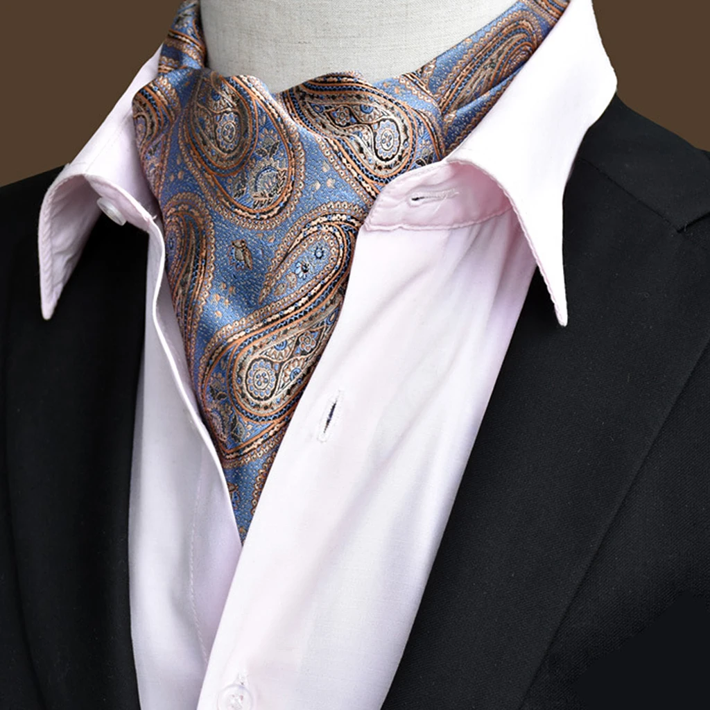 05 Retro Paisley Floral Jacquard Cravat Ascot Tie Formal Accessories for Men - Color: 05