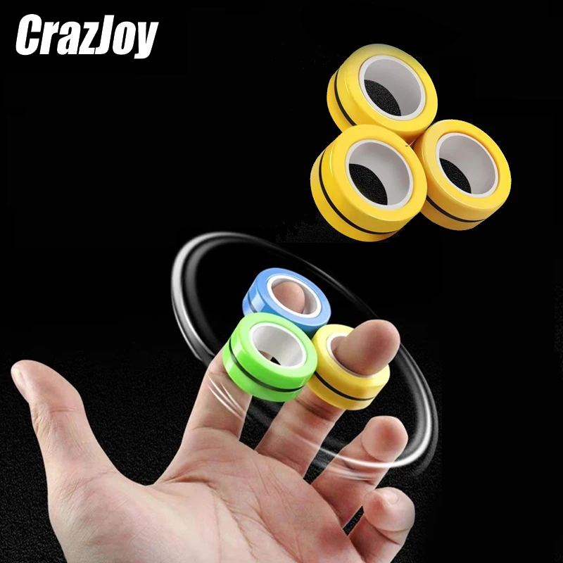 

3Pc FinGears Magnetic Ring Bracelet Trick Ring Spinner Finger Game Relief Magic For Autism ADHD Anxiety Focus Decompression Toy