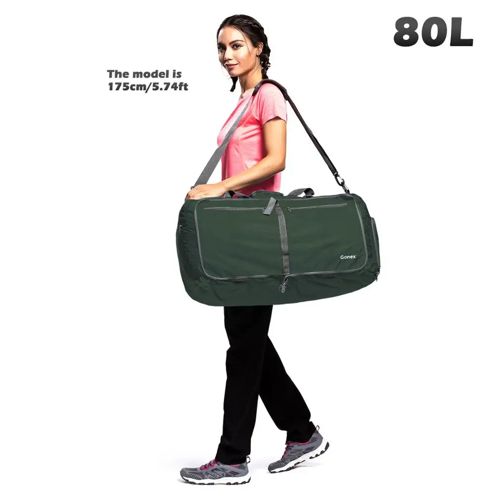 Gonex 60/80L дорожная сумка для багажа для мужчин и женщин, нейлоновые дорожные сумки для путешествий, складные сверхлегкие сумки для отдыха, деловой поездки - Цвет: Dark Olive 80L