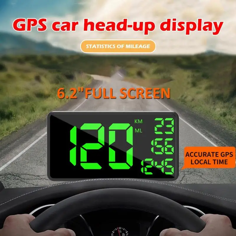 C1090 gps Спидометр 6,2 дюймов экран автомобиля HUD Дисплей превышение скорости Предупреждение ющая система сигнализации