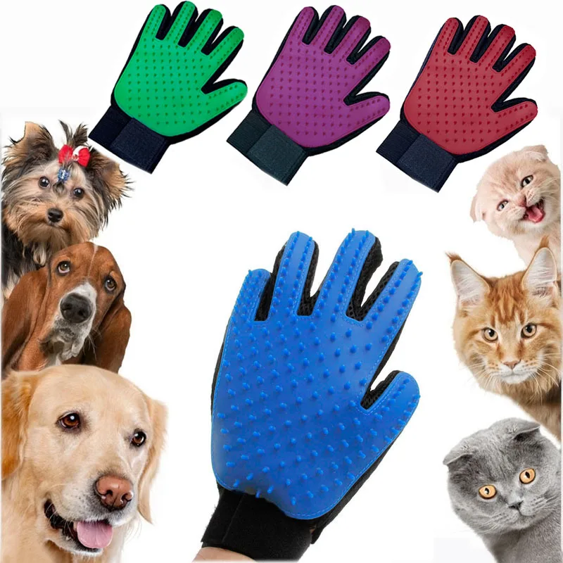 Pet Grooming Glove Cat Hair Remove Gloves Gentle Deshedding Brush Glove Effective Massage For