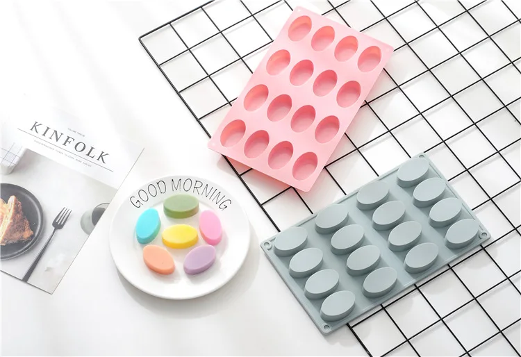3D 16 овальные силиконовые формы для ручной работы для мыла, кекса, шоколада, льда кубика лоток DIY домашние Формы для выпечки