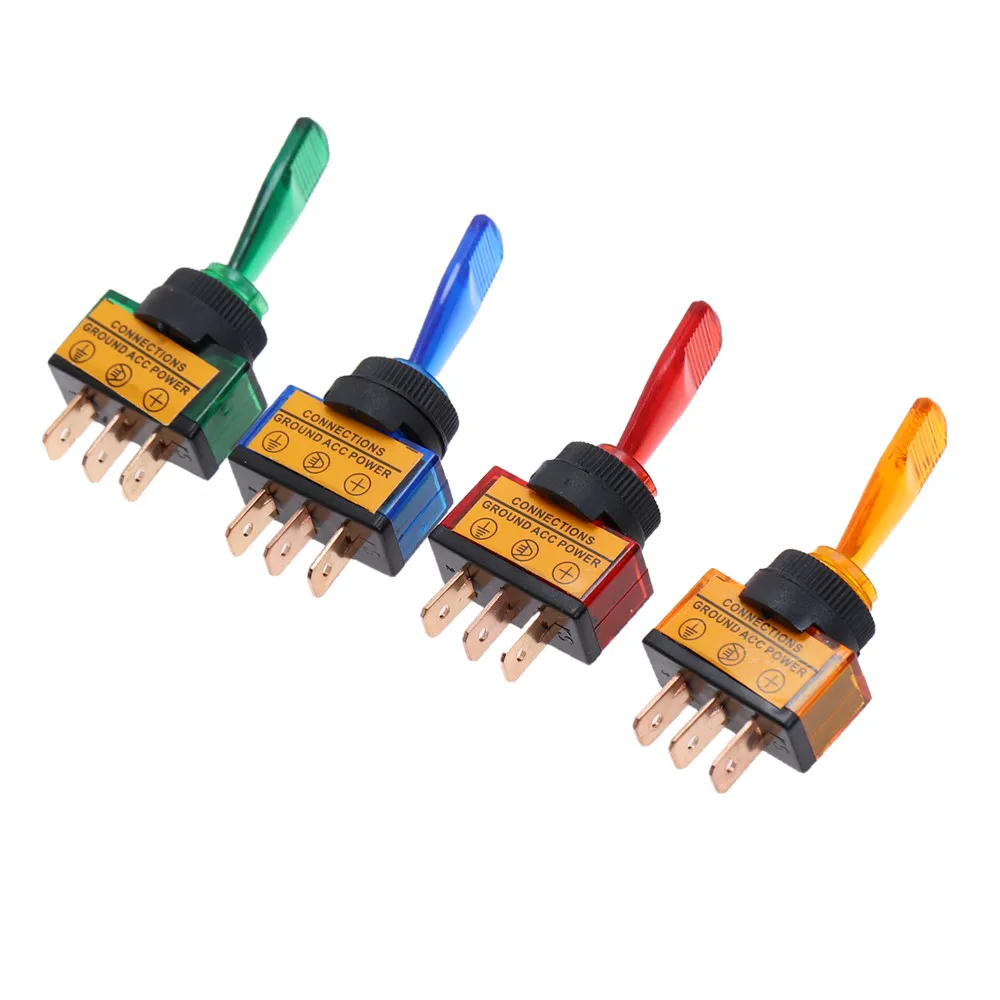 Interruttore A Levetta Automobilistico 3 Pin On-Off Con Lampada 12V 20A Led Light