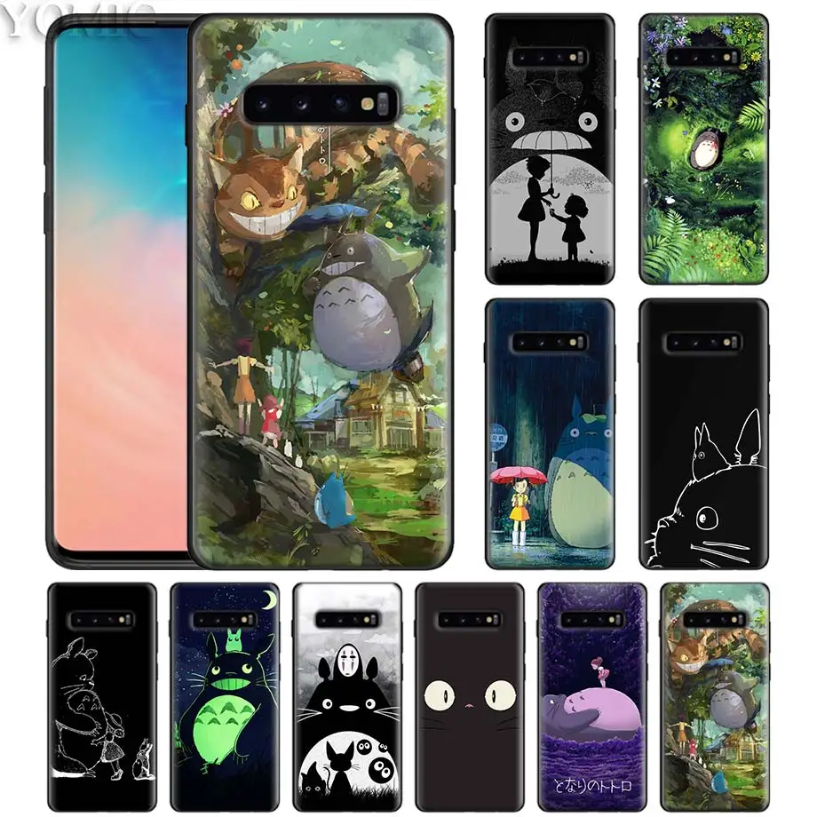 Studio Ghibli Тоторо черный чехол для Samsung Galaxy S10 5G S10e S9 S8 S7 Примечание 10 + плюс 9 8