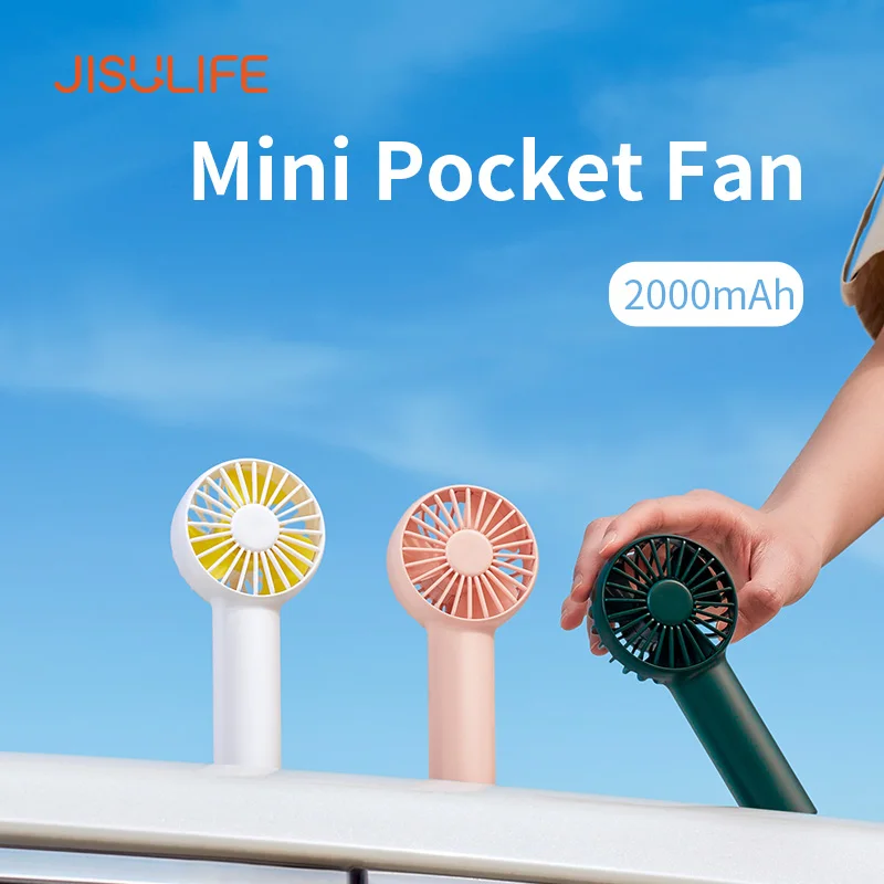 Jisulife-usb Mini Ventilador Portátil Recarregável Refrigerador de ar Vertical Portátil Silêncio 2000 Mah