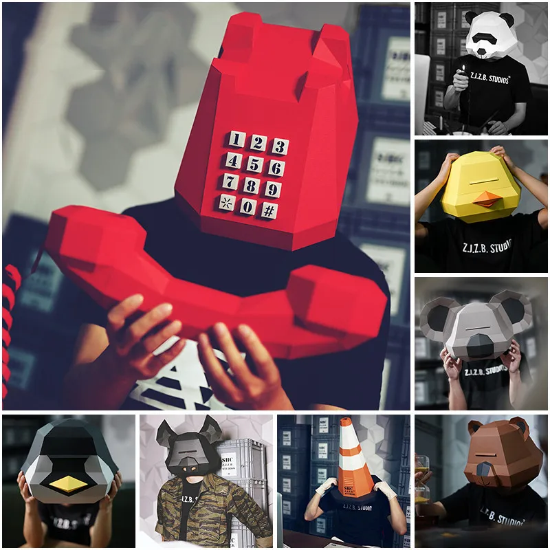 

Paper Telephone Mask Model Toys Handmade DIY material manual creative Party show props tide decorate Gift For Children