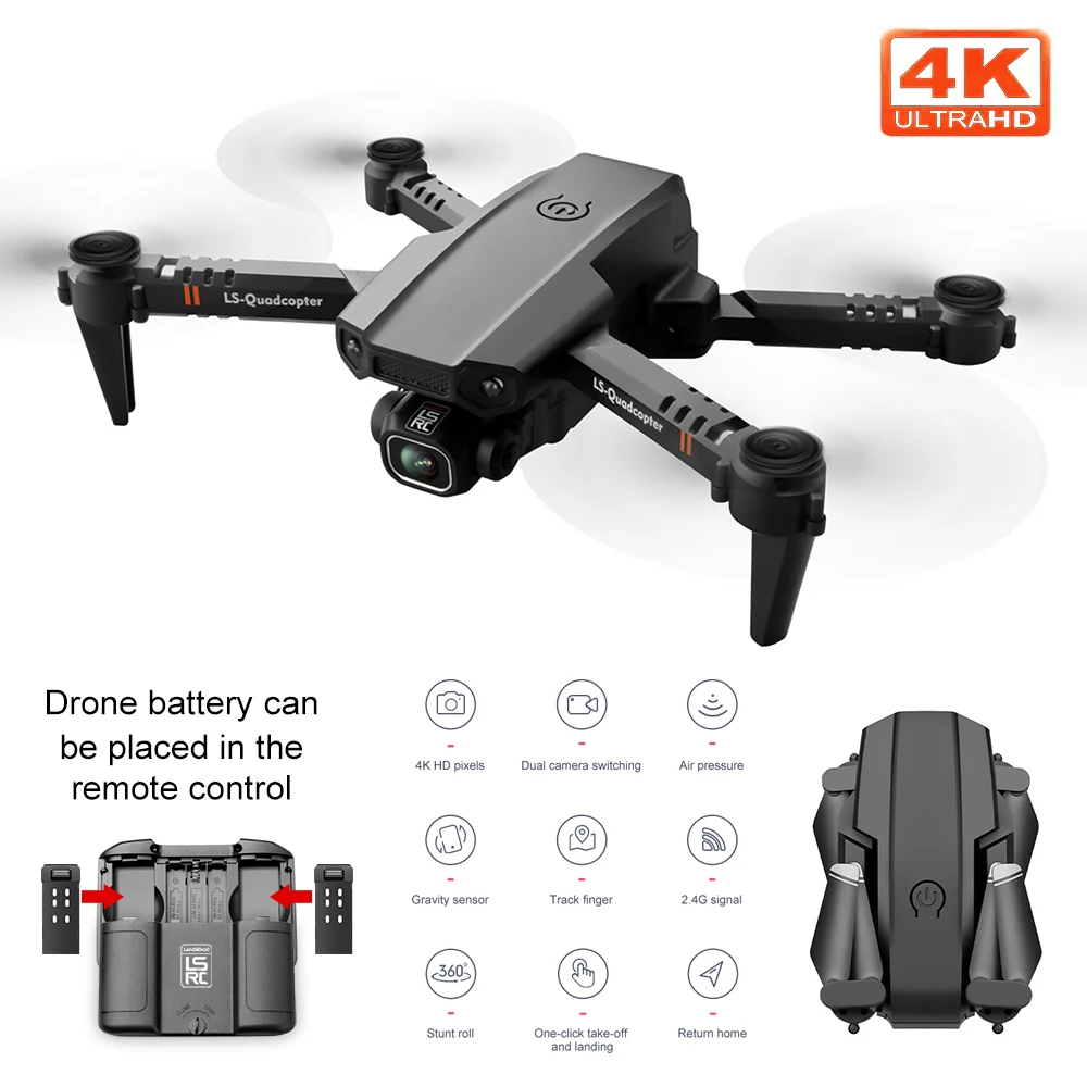 LS XT6 New Mini Drone With 4K 1080P HD Camera WiFi Fpv Dron Air Pressure Altitude Hold Foldable RC Quadcopter Frame Kid Toy GIft | Игрушки и