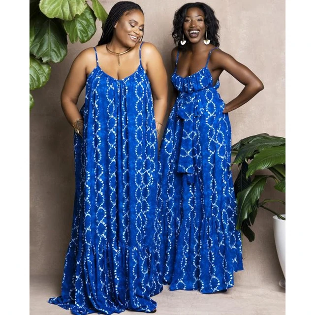 Femi Spaghetti Strap African Maxi Dress